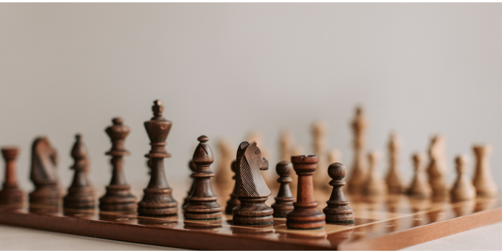 Chess board from a side angle